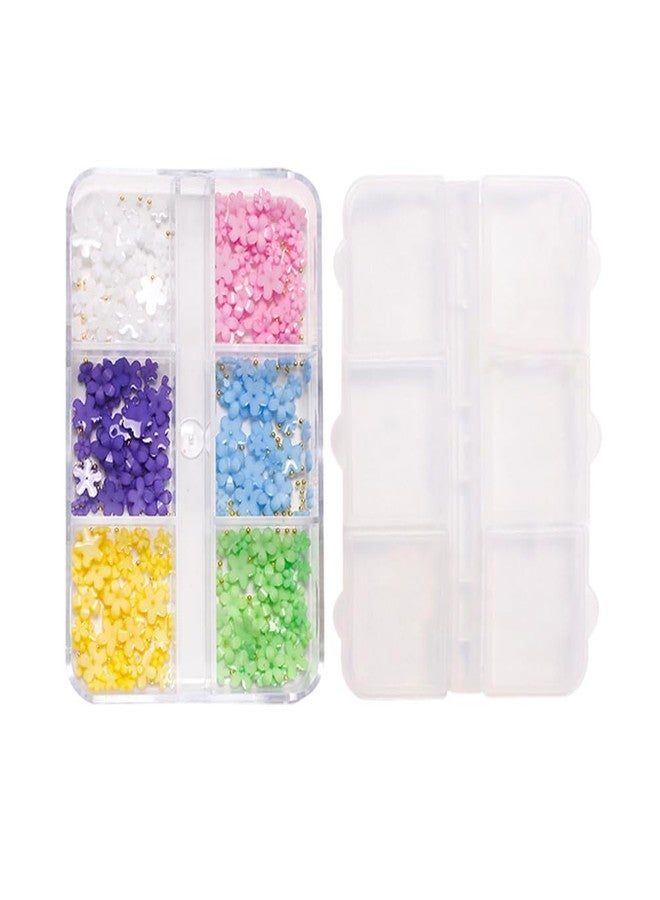 كويبي علبة واحدة من زينة الأظافر الأكريليكية على شكل زهور ثلاثية الأبعاد مع خرز صغير، زينة أظافر زهرية ثلاثية الأبعاد، زينة أظافر يمكنكِ صنعها بنفسكِ للنساء والفتيات (6 ألوان) - Image 2